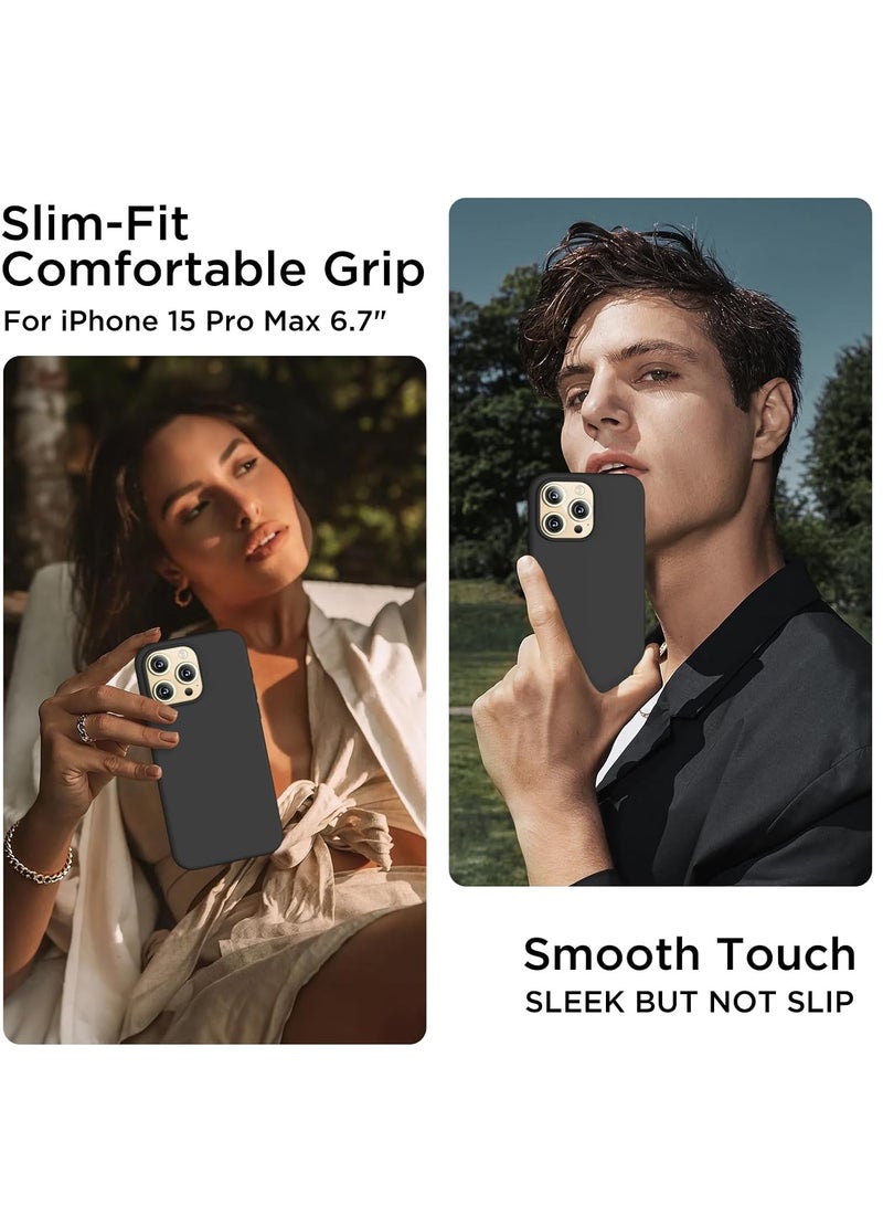 BORTONY iPhone 15 Pro Max Case Liquid Gel Silicone Soft Silky Touch Anti Scratch Shockproof Cover Protective Phone Case for iPhone 15 Pro Max 6.7 Inch - Image 4