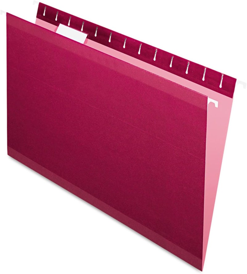 Esselte PFX415315BUR Reinforced Hanging Folders, Legal Size, Burgundy, 1/5 Cut, 25/BX (4153 1/5 BUR)