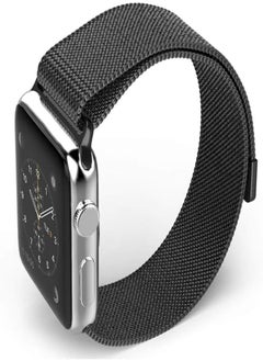 Milanese loop stainless steel bracelet strap band with magnet for apple smart watch 42mm /black