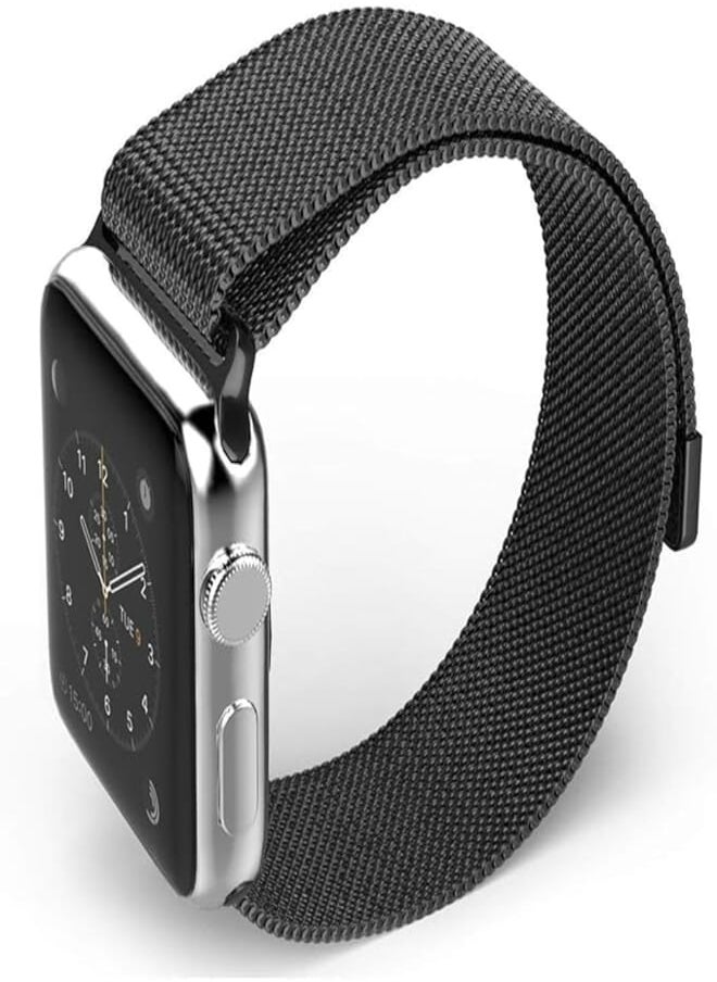 Generic - Milanese loop stainless steel bracelet strap band with magnet for apple smart watch 42mm /black - Image 1