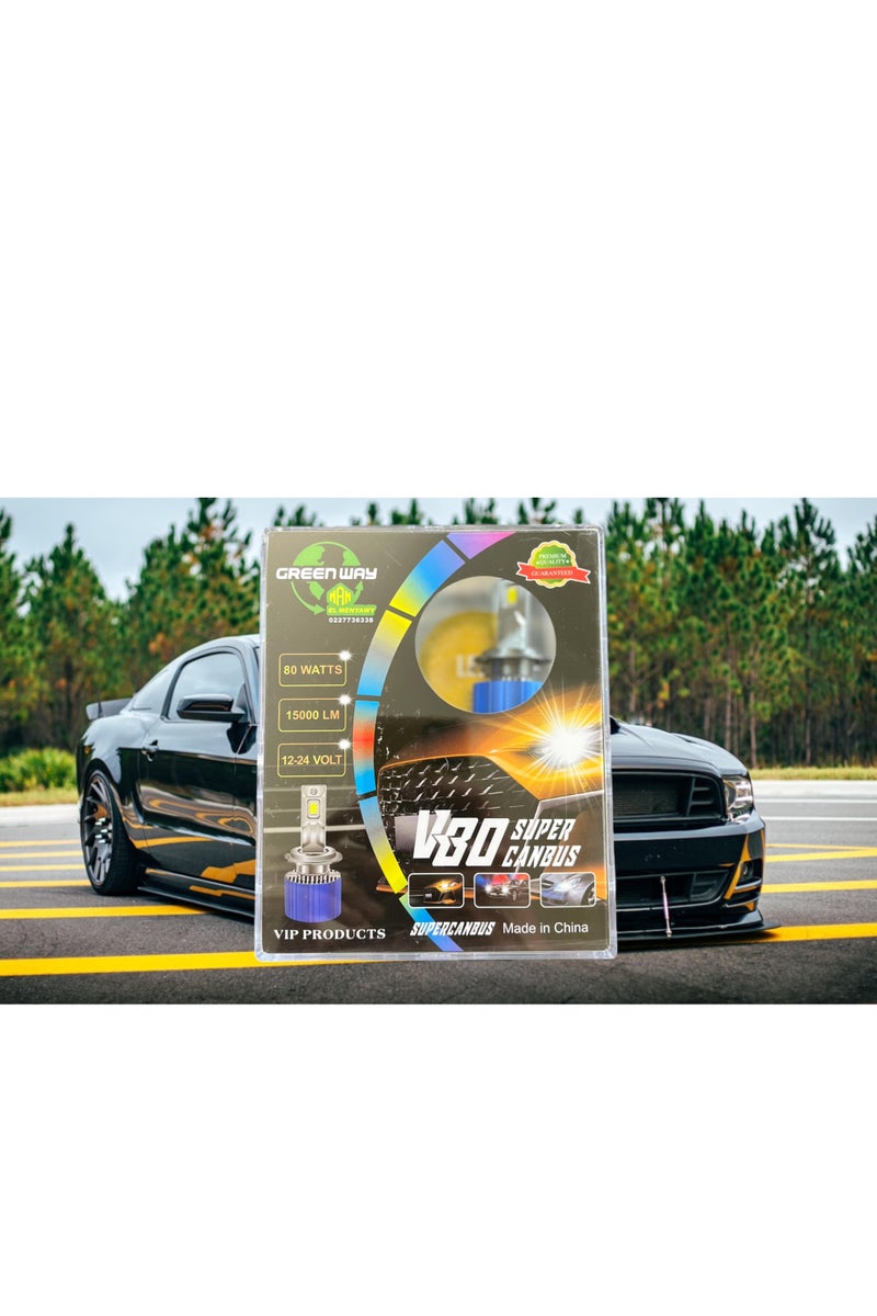 GreenWay LED Headlight Kit - 80W - H4 - High-Quality Brightness and Performance for Vehicles