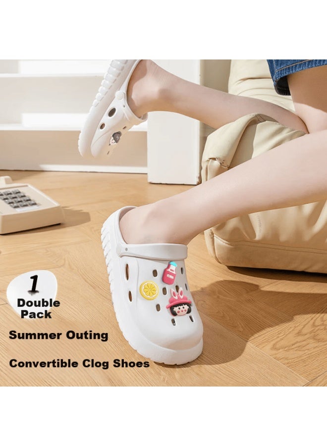 Footoppo Women's Beach Clogs, Men's Outdoor Thick Sole Fully Covered Slip-on Sandals, Women's Indoor Non-slip Closed-toe Summer Sandals - Image 1