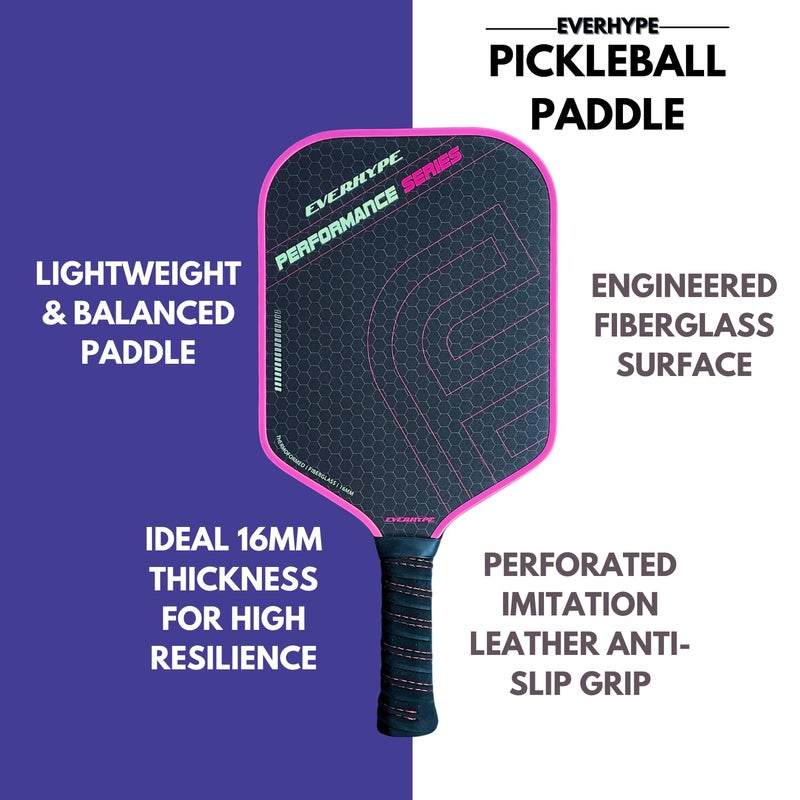 Everhype Fiberglass Pickleball Paddle | Lightweight Racket | Cushion Comfort Grip Pickle Ball Paddle | Indoor/Outdoor Play Compatible (Fiberglass Performance) - Image 3