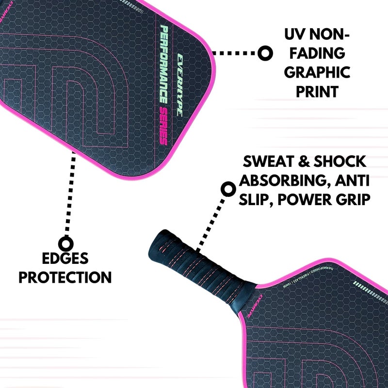 Everhype Fiberglass Pickleball Paddle | Lightweight Racket | Cushion Comfort Grip Pickle Ball Paddle | Indoor/Outdoor Play Compatible (Fiberglass Performance) - Image 4