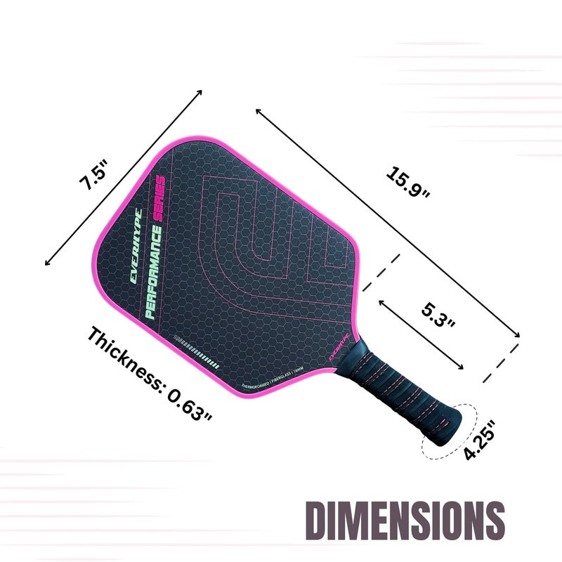 Everhype Fiberglass Pickleball Paddle | Lightweight Racket | Cushion Comfort Grip Pickle Ball Paddle | Indoor/Outdoor Play Compatible (Fiberglass Performance) - Image 5