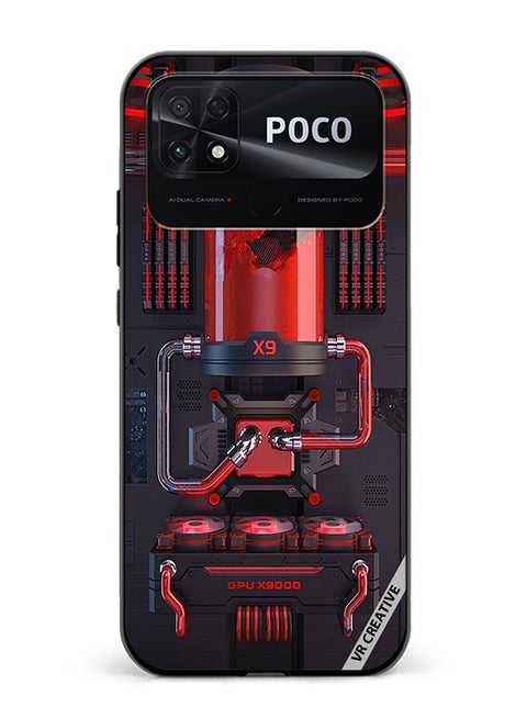 Protective Case Cover For Xiaomi Poco C40 Red X9 Design Multicolour