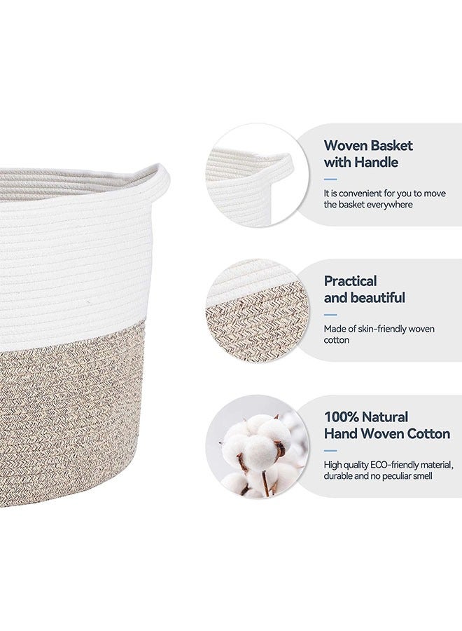 Arabest Children's Toy Storage Basket,55*35cm Large Laundry Basket,Cotton Rope Blanket Basket,Large Woven Storage Basket,Laundry Basket with Handle,Suitable for Gifts for Family(Linen White)  - Image 5