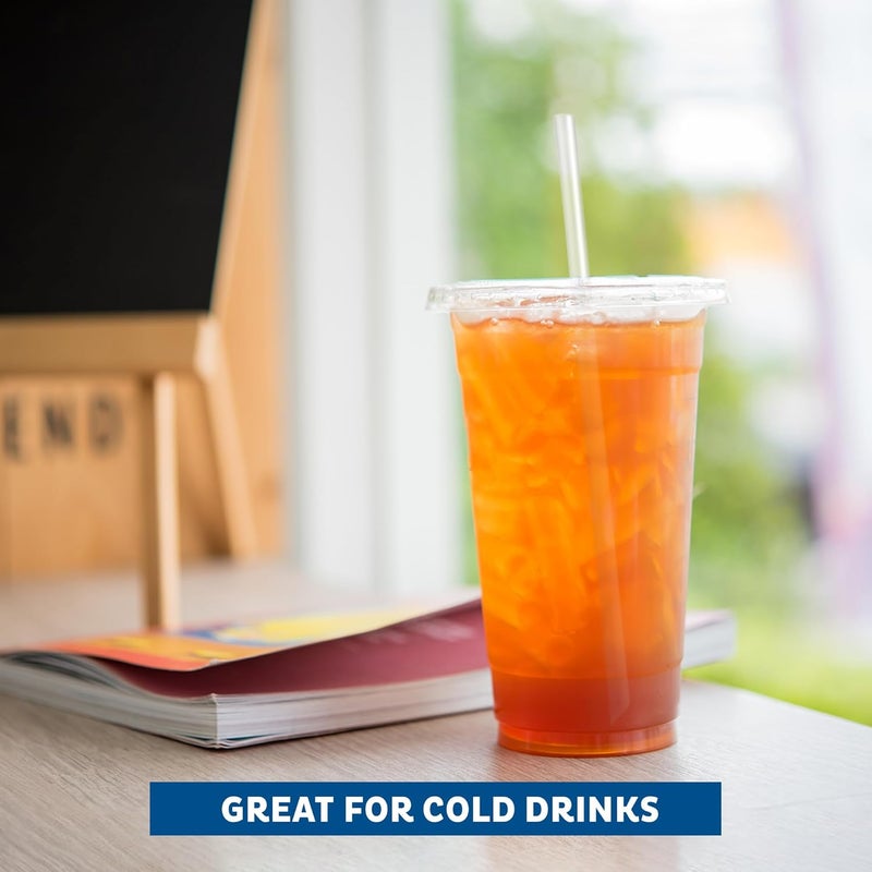 Freshware Clear Plastic Cups with Flat Lids and Straws 100 Cups 20 oz Disposable Tumblers for Iced Coffee Smoothie Milkshake Cold Drinks - Image 4
