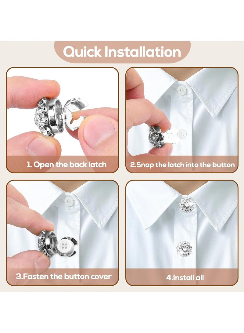 5pcs Decorative ons Covers - 21mm Diameter Snap On Clear Crystal Jewelry Cufflinks ons for Women Men Dress Suit Cuff Tux Shirt Accessories - Image 4