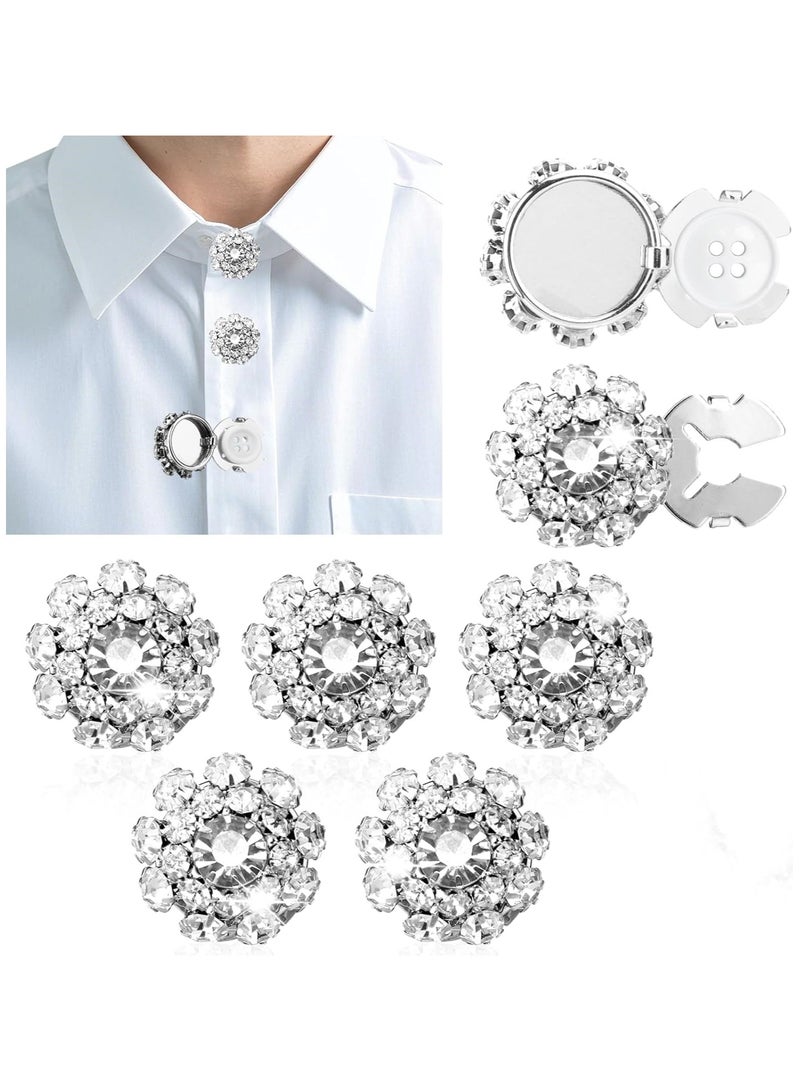 5pcs Decorative ons Covers - 21mm Diameter Snap On Clear Crystal Jewelry Cufflinks ons for Women Men Dress Suit Cuff Tux Shirt Accessories - Image 1