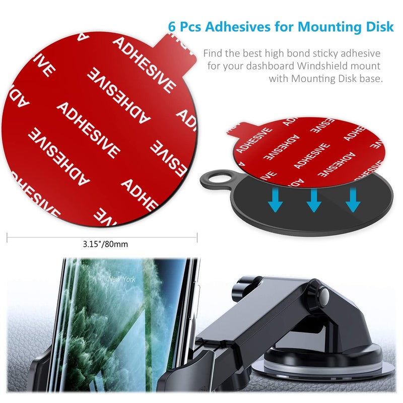 AZXYI 6 PCS Windshield Mount Adhesives for Suction Cup Mount, 80mm(3.15 inches) Circle Double-Sided Sticker Pads for Dashboard Mounting Disk and Windshield Camera, GPS, Car Phone Mount - Image 2