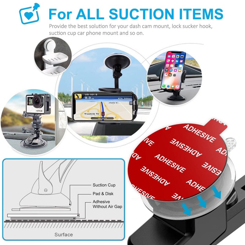 AZXYI 6 PCS Windshield Mount Adhesives for Suction Cup Mount, 80mm(3.15 inches) Circle Double-Sided Sticker Pads for Dashboard Mounting Disk and Windshield Camera, GPS, Car Phone Mount - Image 3