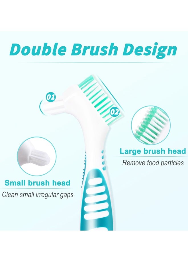 4Pcs Denture Toothbrushes，Denture Cleaning Care Cleaning Brush ，Double Sided Toothbrush，Multi-Layered Bristles and Rubber Anti-Slip Handle - Image 3