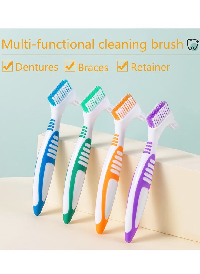 4Pcs Denture Toothbrushes，Denture Cleaning Care Cleaning Brush ，Double Sided Toothbrush，Multi-Layered Bristles and Rubber Anti-Slip Handle - Image 5