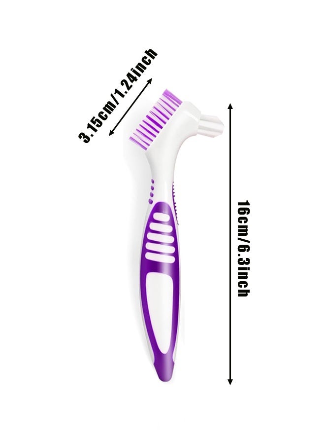 4Pcs Denture Toothbrushes，Denture Cleaning Care Cleaning Brush ，Double Sided Toothbrush，Multi-Layered Bristles and Rubber Anti-Slip Handle - Image 2