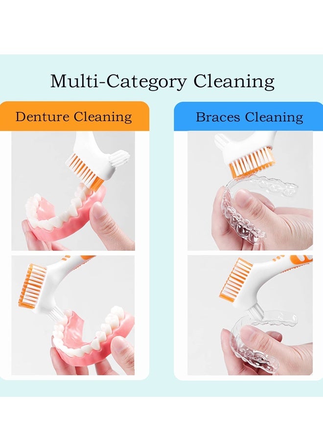 4Pcs Denture Toothbrushes，Denture Cleaning Care Cleaning Brush ，Double Sided Toothbrush，Multi-Layered Bristles and Rubber Anti-Slip Handle - Image 4