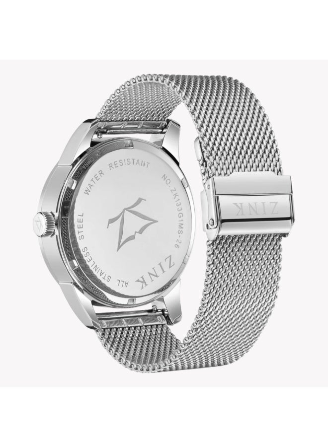 زنك ساعة زينك للرجال من الفولاذ المقاوم للصدأ فضي | ZK133G1MS-26 - Image 3