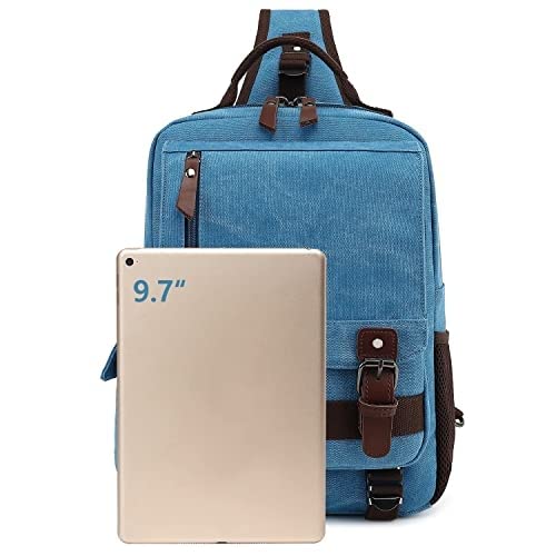 Leaper Retro Crossbody Bag Sling Bag Canvas Messenger Bag for Men Women Shoulder Bag Crossbody Handbags Satchel Sky Blue, L - Image 4
