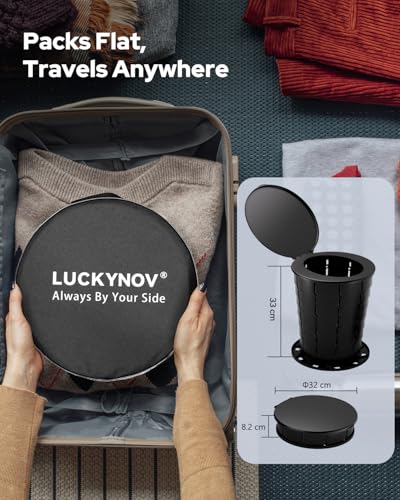LuckyNov Height Adjustable Portable Folding Toilet for Camping, Adults & Kids, 400 lbs Capacity | Compact Travel Toilet with Lid, Waste Bags & Gel Packs | Outdoor, RV, Hiking, Emergency Potty - Image 5