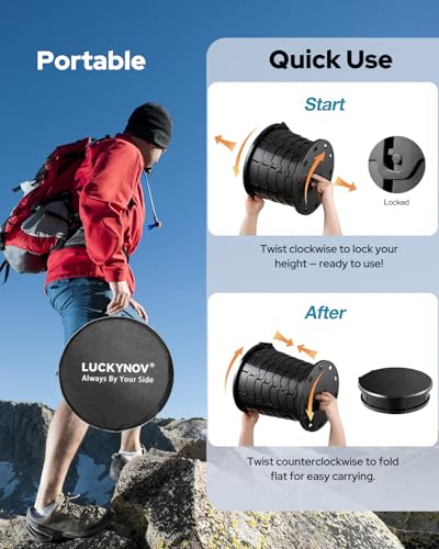 LuckyNov Height Adjustable Portable Folding Toilet for Camping, Adults & Kids, 400 lbs Capacity | Compact Travel Toilet with Lid, Waste Bags & Gel Packs | Outdoor, RV, Hiking, Emergency Potty - Image 4