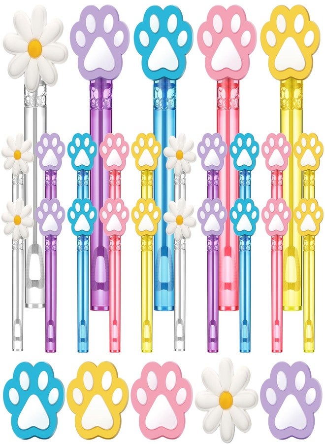 Leitee 36 Pieces Paw Print Bubble Wands Blue Puppy Dog Party Favors Mini Daisy Bubble Wands 5 Styles for Blue Dog Theme Birthday Party Decorations Filler Goodie Bags Stuffer Gifts - Image 1