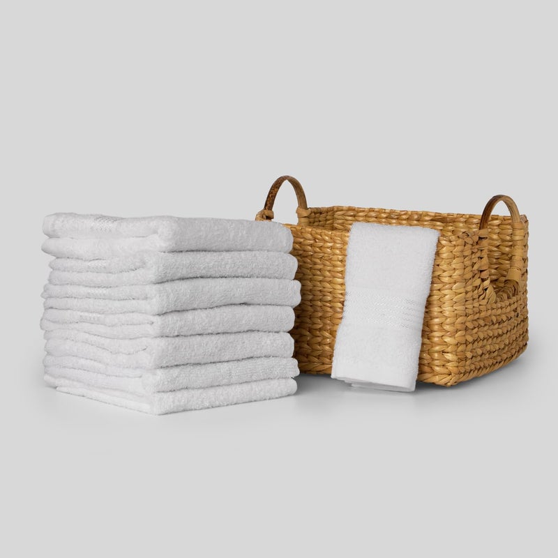 KOPA Quick Dry 100% Cotton Soft Terry Towel -8pc Face Towel (d'ross) | Quick Dry 100% Cotton | Super Absorbent, Lightweight, Odour Free - for Men, Women, Kids Solid-White - Image 1