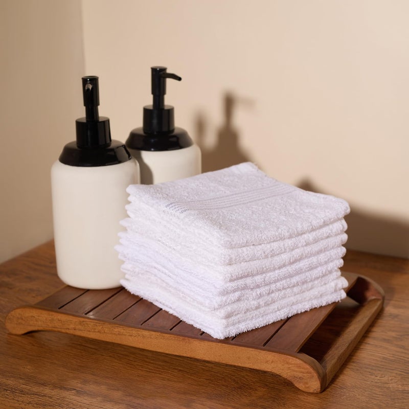 KOPA Quick Dry 100% Cotton Soft Terry Towel -8pc Face Towel (d'ross) | Quick Dry 100% Cotton | Super Absorbent, Lightweight, Odour Free - for Men, Women, Kids Solid-White - Image 3
