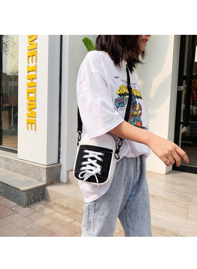 OASIS-TH Women Shoulder Crossbody Bag Multifunction Phone Diagonal Bags with Adjustable Strap Sneaker Shape Black - Image 2