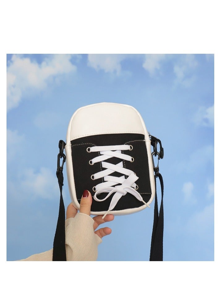OASIS-TH Women Shoulder Crossbody Bag Multifunction Phone Diagonal Bags with Adjustable Strap Sneaker Shape Black - Image 4