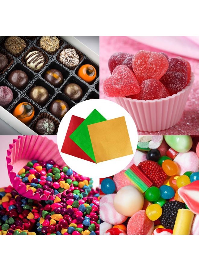 100PCS Foil Candy Wrappers, 4 x 4 Inch Square Aluminium Foil Wrappers for DIY Candies, Chocolate, Cake (Gold) - Image 2
