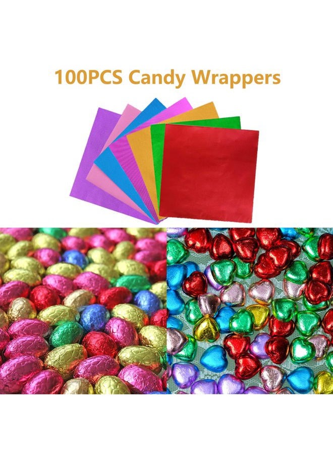 100PCS Foil Candy Wrappers, 4 x 4 Inch Square Aluminium Foil Wrappers for DIY Candies, Chocolate, Cake (Gold) - Image 4