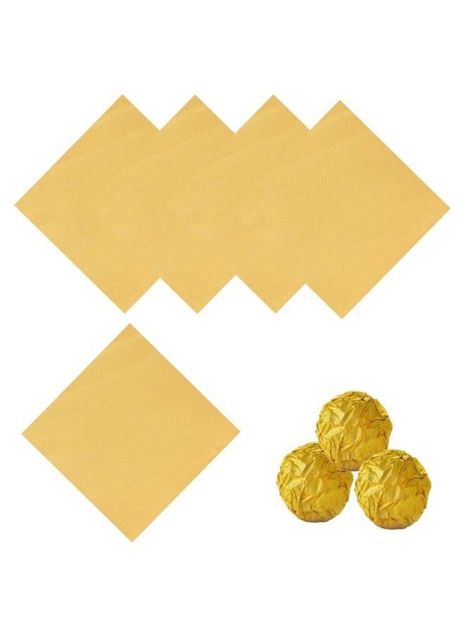 100PCS Foil Candy Wrappers, 4 x 4 Inch Square Aluminium Foil Wrappers for DIY Candies, Chocolate, Cake (Gold) - Image 1