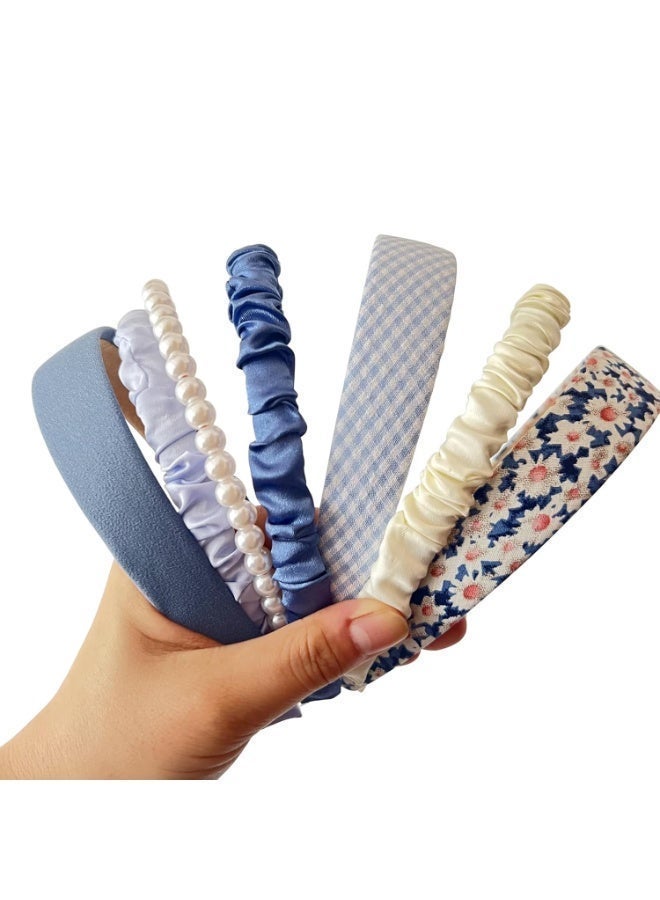 CLENEA 7 Pack Ladies Headband, Non Slip Flower Headband, Fashion Pearl Headband, Twisted Headband, Different Designs, White Headband Suit, Student Hair Accessories, Hair Accessories, Suitable for All Seasons - Image 5