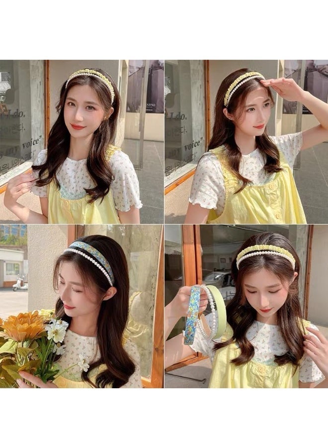 CLENEA 7 Pack Ladies Headband, Non Slip Flower Headband, Fashion Pearl Headband, Twisted Headband, Different Designs, White Headband Suit, Student Hair Accessories, Hair Accessories, Suitable for All Seasons - Image 4