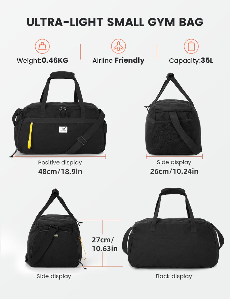 SKYSPER Gym Bag for Men & Women with Shoe Compartment, Carry-on Gym Duffle Bag for Travel and Sports, Workout Overnight Bag with Large Wet Pocket, Black - Image 2