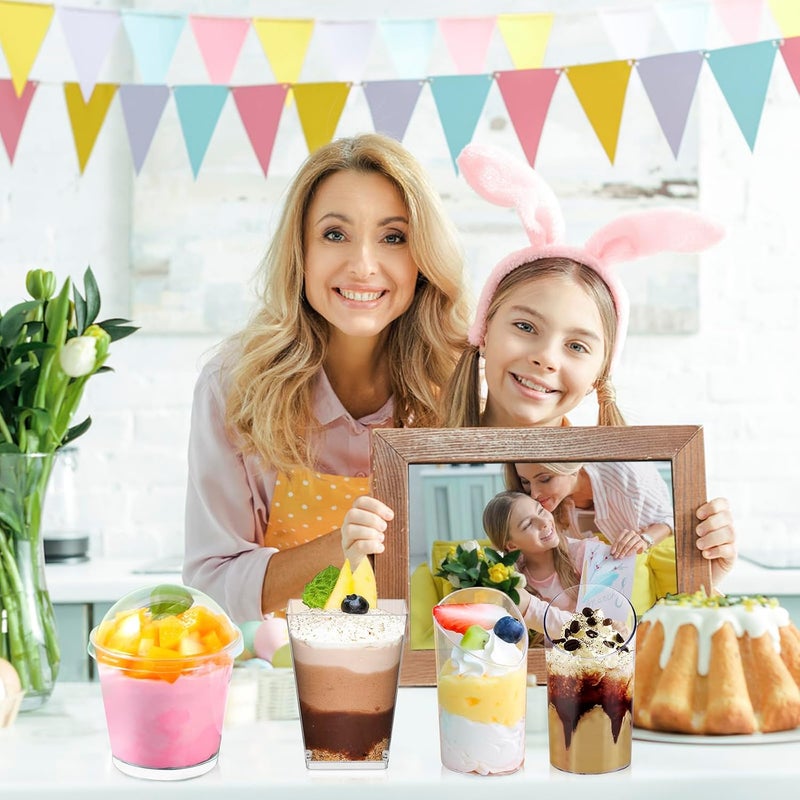 ALEXPRE 400 Pack 3oz 5oz Dessert Cups with Lids and Spoons 3 Styles Clear Plastic Appetizer Cups Disposable Party Mini Parfait Cups for Serving Fruit Trifle Mousse Ice Cream and Pudding Dessert Cups - Image 2