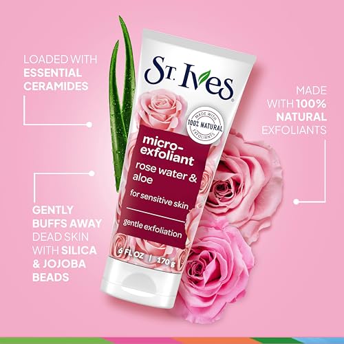 St. Ives Gentle Smoothing Face Scrub Our Gentlest Scrub Yet Rose Water and Aloe Vera Made with 100 percent Natural Exfoliants, Paraben Free, Oil-Free, Dermatologist Tested 6 oz - Image 2