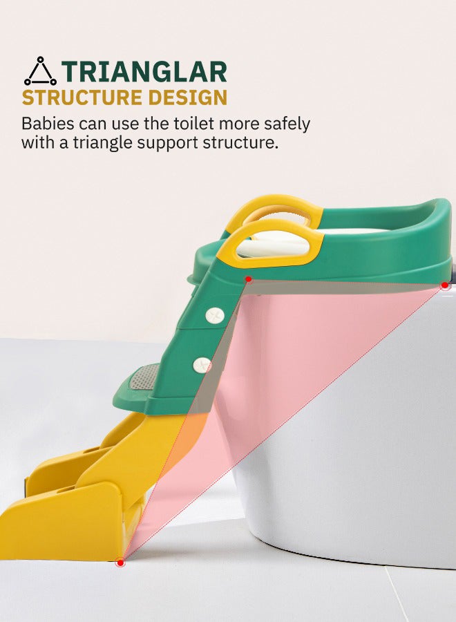 BAYBEE مقعد تدريب المرحاض الغربي 3 في 1 فيغا مع واقي رذاذ، مقبض، سلم ووسادة، أخضر - Image 5