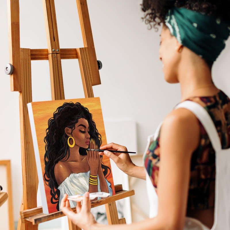 Nuberlic 8x10 Pre Drawn Canvas to Paint for Adults Sip and Paint Party Prayer Girl Blasian Lady Afro Americans Woman Christams Birthday Gift Painting Kits DIY - Image 3
