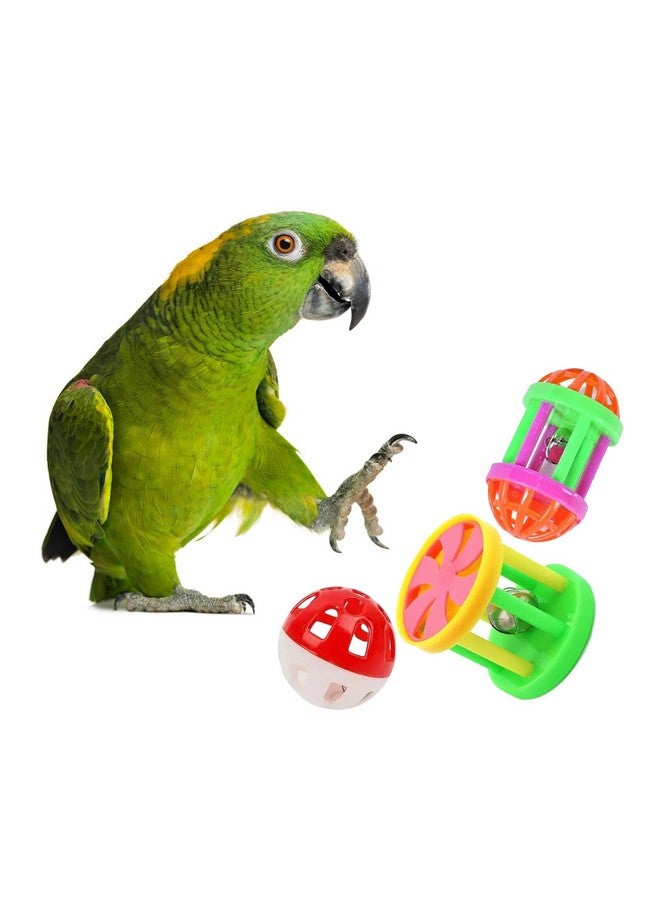 Parrot Ball Toy, 3 Pcs Cat Balls Plastic Ringing Roller Toys Cylinder Shape Teasing Toys For Bird Interactive Bell Ball, Bird Toy For Cockatiel, Budgerigar, Parrots, Set Of 3 - Image 3