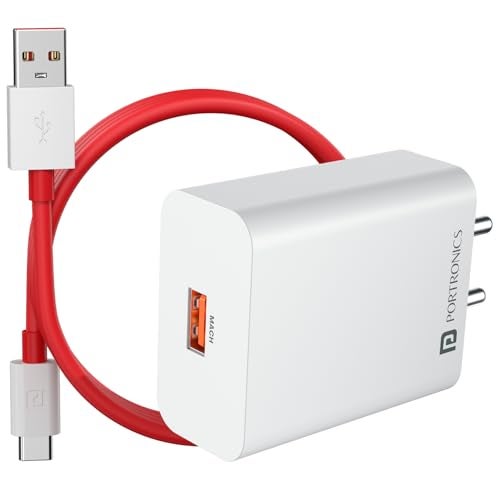 Portronics 30W Adapto 30V USB-A Fast Charging Adaptor with 6A Cable,Fast Charging Protocols Like SuperVOOC/WARP/Dash/Flash/Turbo/Quick, Compatible with 30W Smartphone Such as OnePlus,Oppo,Realme,Vivo - Image 1