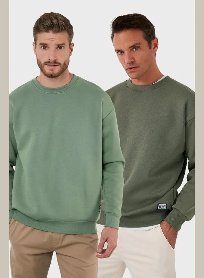 Buratti Buratti Regular Fit Crew Neck Fleece Lined 2-Pack Men's Sweatshirt 5905255S2
