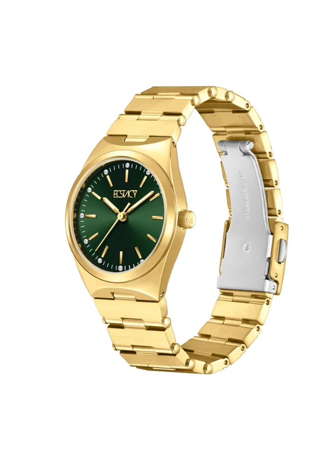 إكستاسي Women's Analog Display Watch With Gold Stainless Steel Strap - E24501-GBGH