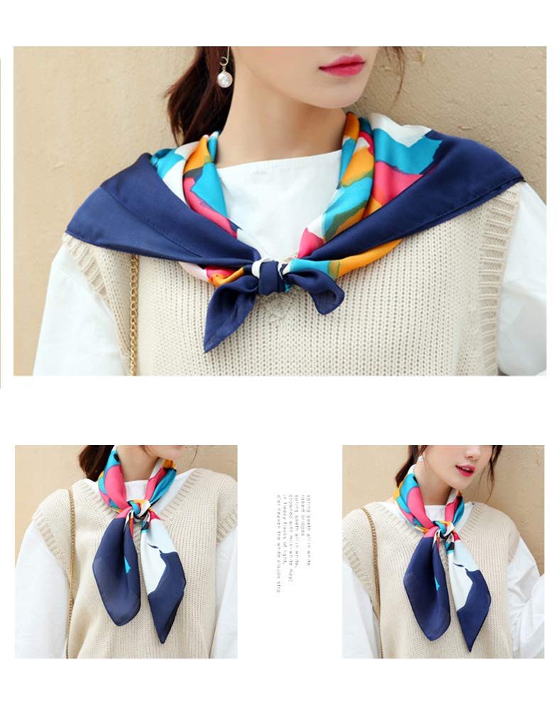 FONYVE Silk Feeling Scarf Medium Square Satin Head Wrap for Women 27.5 inches - Image 3