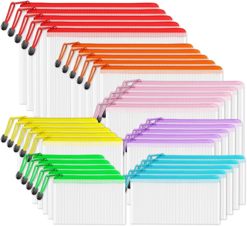 SUNEE Multisize Plastic Zipper Pouches (7 Colors, 35 Packs), Water-Resistant Zip Bag for School Office Supplies, Puzzles & Games Organizing Storage - Image 1