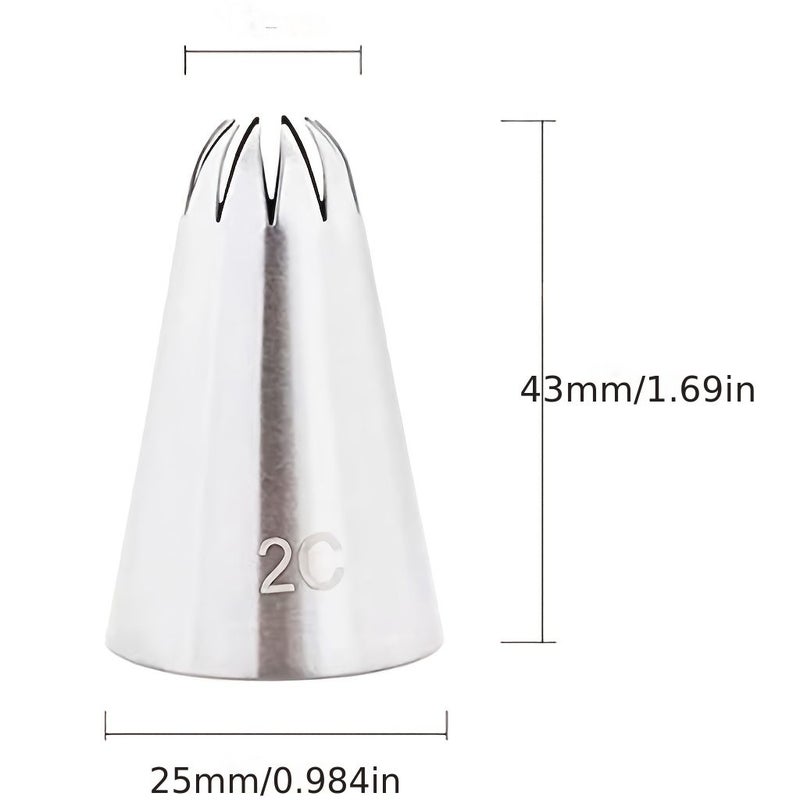 2C Medium Size Stainless Steel Piping Icing Nozzle Style 1 For Cream Pastry Cake Fondant Baking Tools Decoration - Image 3