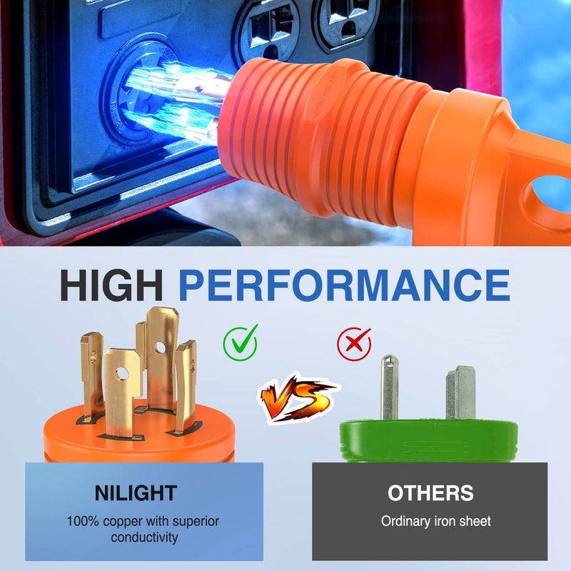 Nilight 30 A to 30A RV Power Adapter 4 Prong Locking Plug 125 Volt Heavy Duty Converter L14-30P to TT-30R 30Amp Male 30 Amp Female Receptacle for RVs Camper Caravan Generator - Image 3
