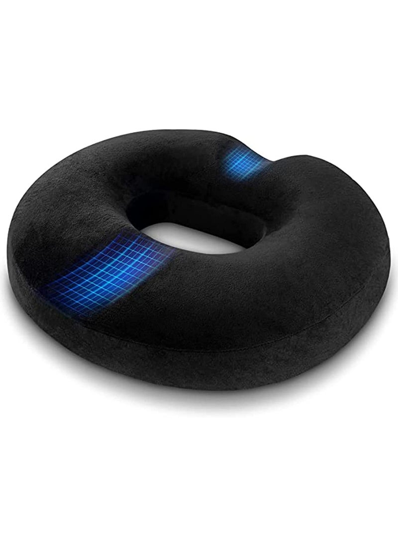 SYOSI Memory Foam Seat Cushion, Massage Seat Cushion, Anti Hemorrhoids Cushion, Hip Push Up, Yoga Orthopedic, Comfort Foam Tailbone Pillow, Car Office Chair Seat Cushion Pad (BLACK)  - Image 1