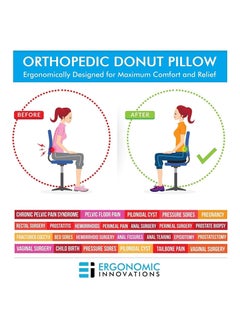 SYOSI Memory Foam Seat Cushion, Massage Seat Cushion, Anti Hemorrhoids Cushion, Hip Push Up, Yoga Orthopedic, Comfort Foam Tailbone Pillow, Car Office Chair Seat Cushion Pad (BLACK)  - Image 5