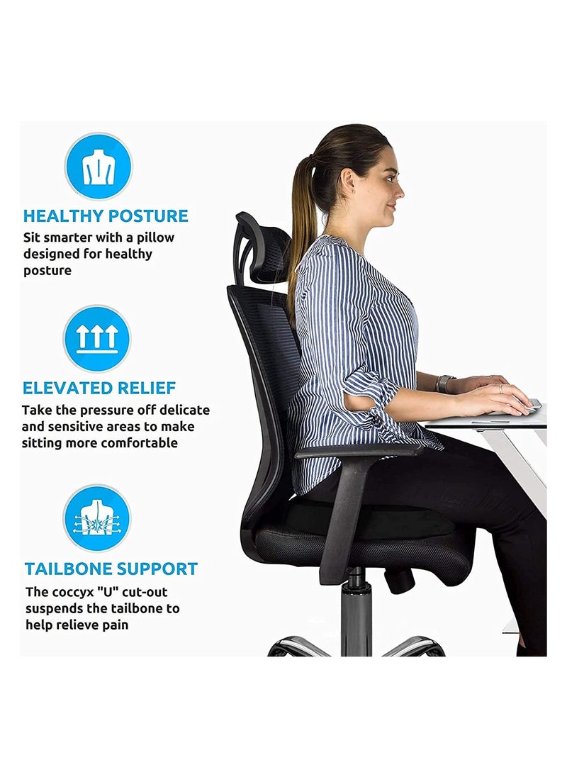 SYOSI Memory Foam Seat Cushion, Massage Seat Cushion, Anti Hemorrhoids Cushion, Hip Push Up, Yoga Orthopedic, Comfort Foam Tailbone Pillow, Car Office Chair Seat Cushion Pad (BLACK)  - Image 4